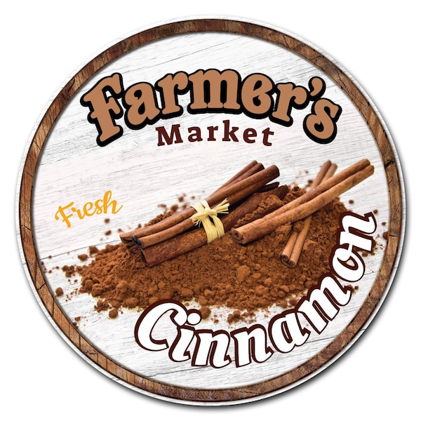Corrugated Plastic Sign With Stakes 24in Circular-Farmers Market Cinnamon, C-24-CIR-WS-Cinnamon